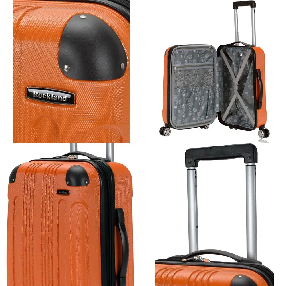 Orangefarbenes 20-Zoll-Hardside-Spinner-Gepäck, Handgepäck, Rockland London