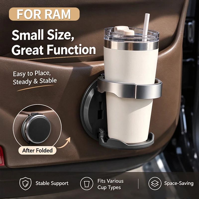 Multifunctional Car Door Cup Holder for Ram 1500 2500 3500 Heavy-Duty Car Coffee Milk Tea and Water Bottle Storage Cup Holder