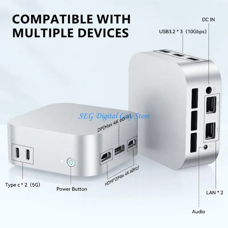 U75B poderoso N150 Mini PC 12 memória 256 SSDs 90x90mm Múltiplos Tasks Silents System entretenimento refrigeração