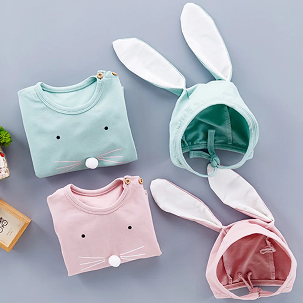 

Baby Jumpsuit Cotton Rabbit Ears Hat Long Sleeve Infant Romper For Spring Autumn Warm Playwear Outdoor Party Vacation