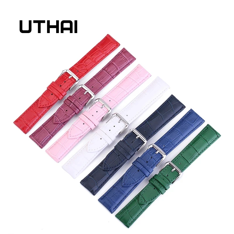 UTHAI Z11 New Watch Bracelet Belt Woman Watchbands Cowhide Strap Watch Band 10-24mm Multicolor Watch Bands