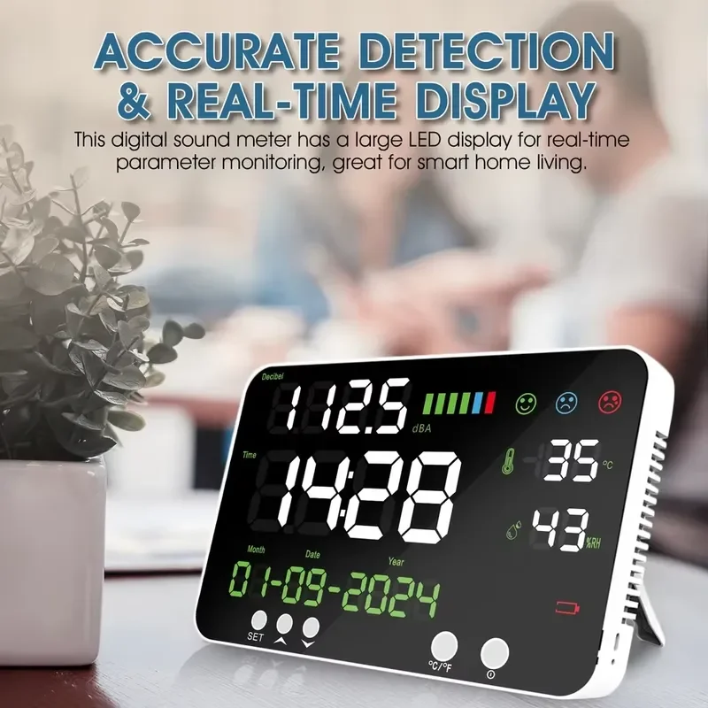 Portable Wall Mounted Digital Noise Decibel One-second Rapid Sampling Supports Type-C Data Port Charging
