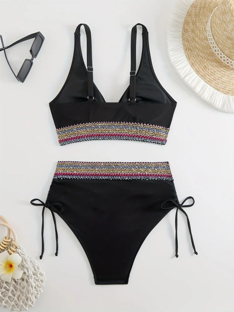 Bikini donna costume da bagno 2025 nuovo bikini solido fionda set costumi da bagno sexy a vita alta estate 2 pezzi set costume da bagno beachwear femminile