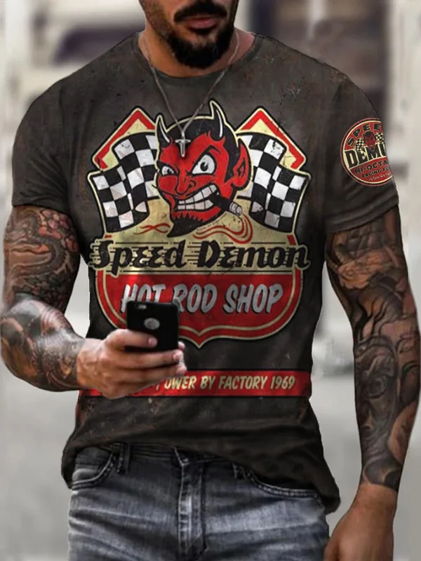 

Slim Fit Men's round Ne T-irt Summer Trend 3D Print ort Sve Casual Top for Youth And Middle-Aged People