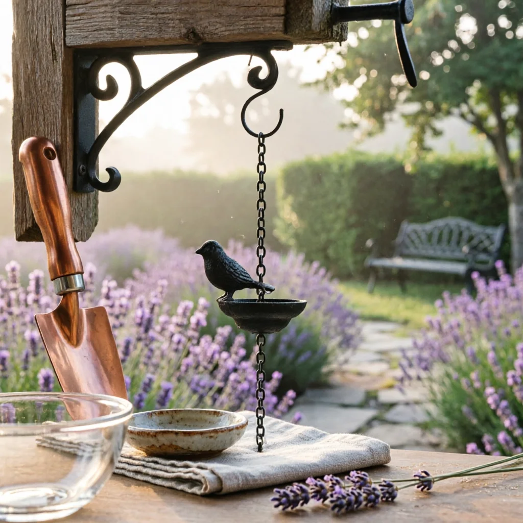 Bird Cup Chain Iron Bird Rain Chain Outdoor Decor Easy to Install Handmade Look for Garden, Porch