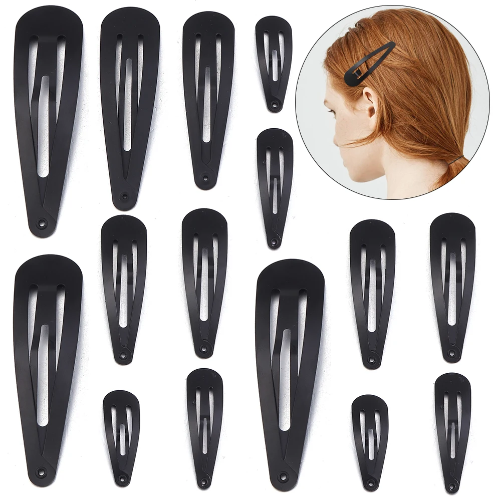 50pcs/lot 30/40/50/60/70/80mm Thick Water Drop Shape Metal BB Hair Clips Blank Barrettes DIY Hair Accessories Making Supplies