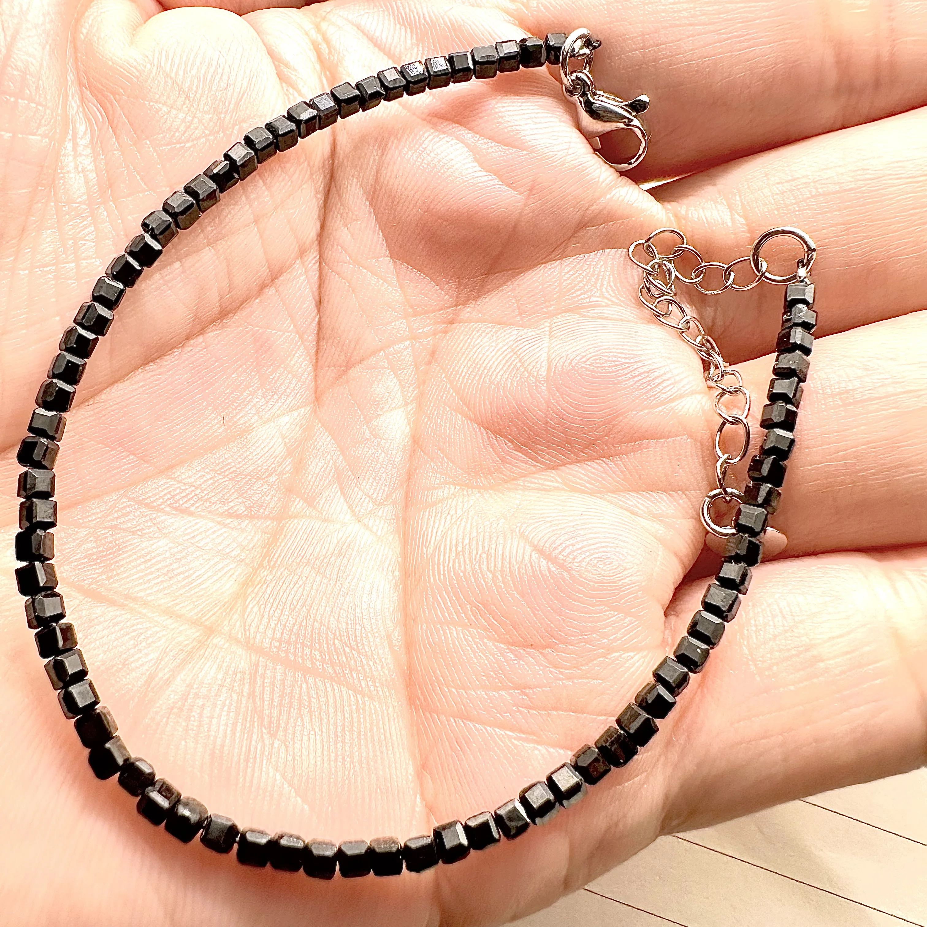 Black Obsidian Beads Bracelets for Women 2mm Small Faceted Natural Crystal Stone Cute Jewelry Lovely Female Amulet New Style 5pc