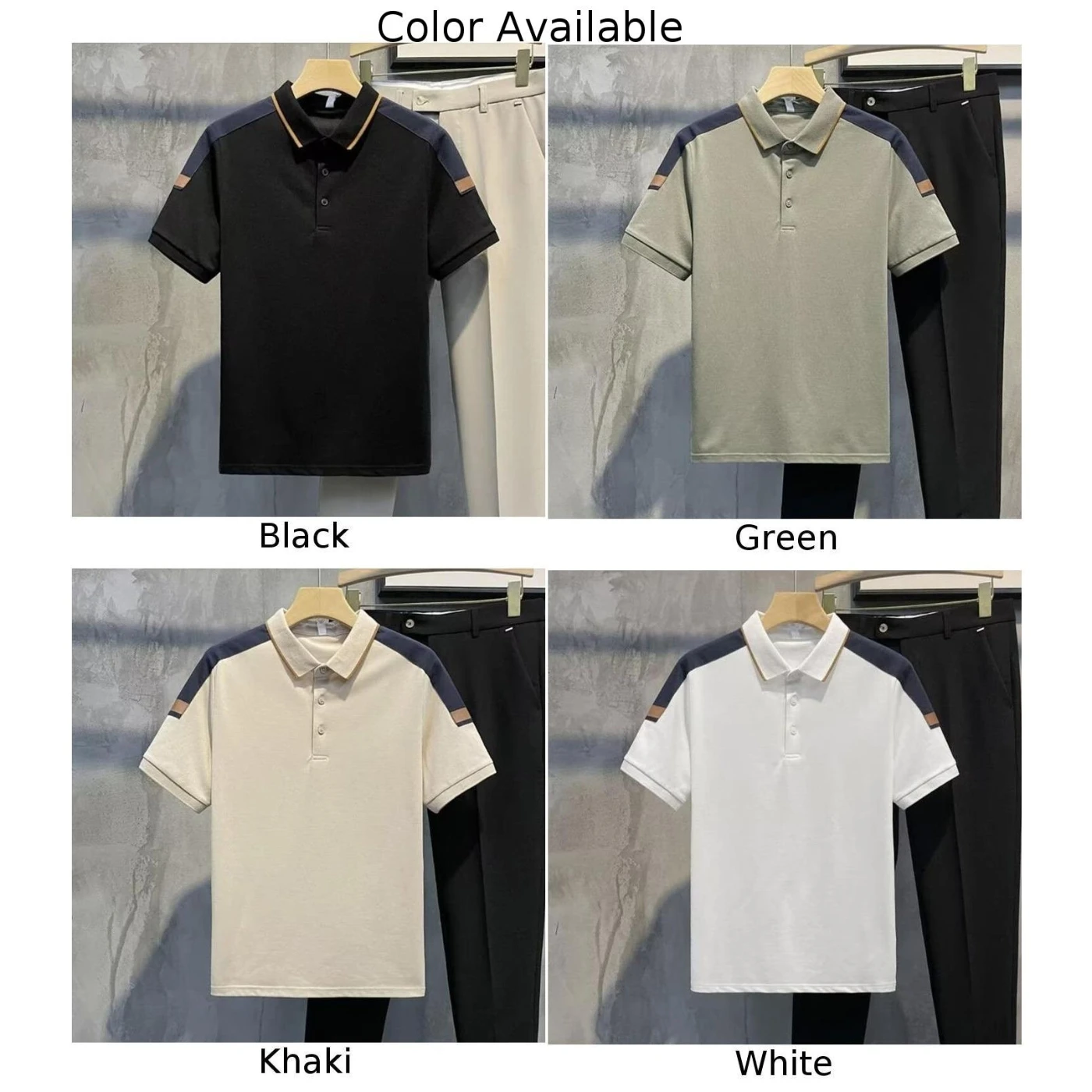 Business Casual Tops T Shirt Blouse Business Button Collar Casual Office Short Sleeve Slim Fit Splicing Summer