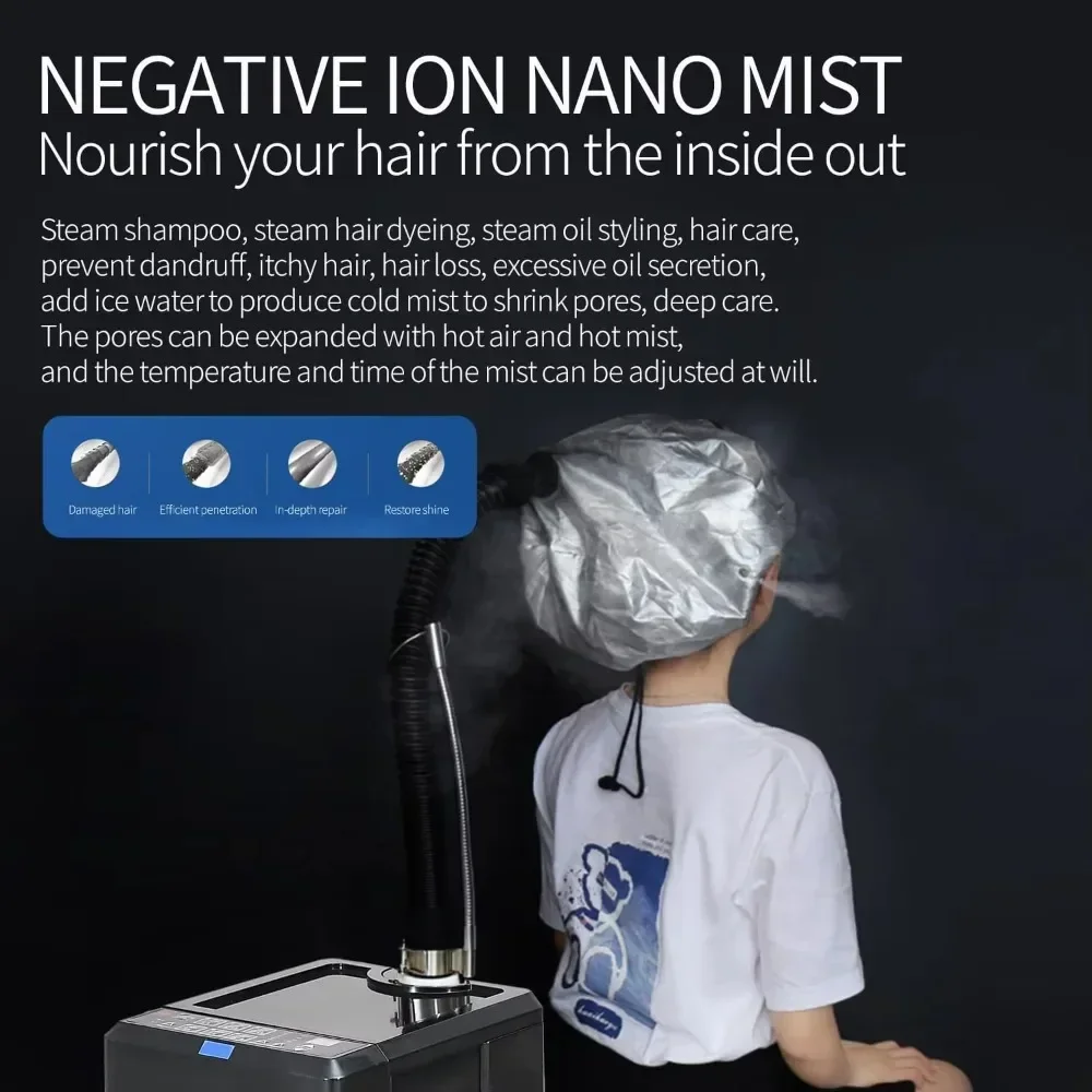 Selected Good Professional Steam Perm Machine With Cap Hair Care Ozone Repair Nano Micro Mist Spray For Hair Salon BarberShop