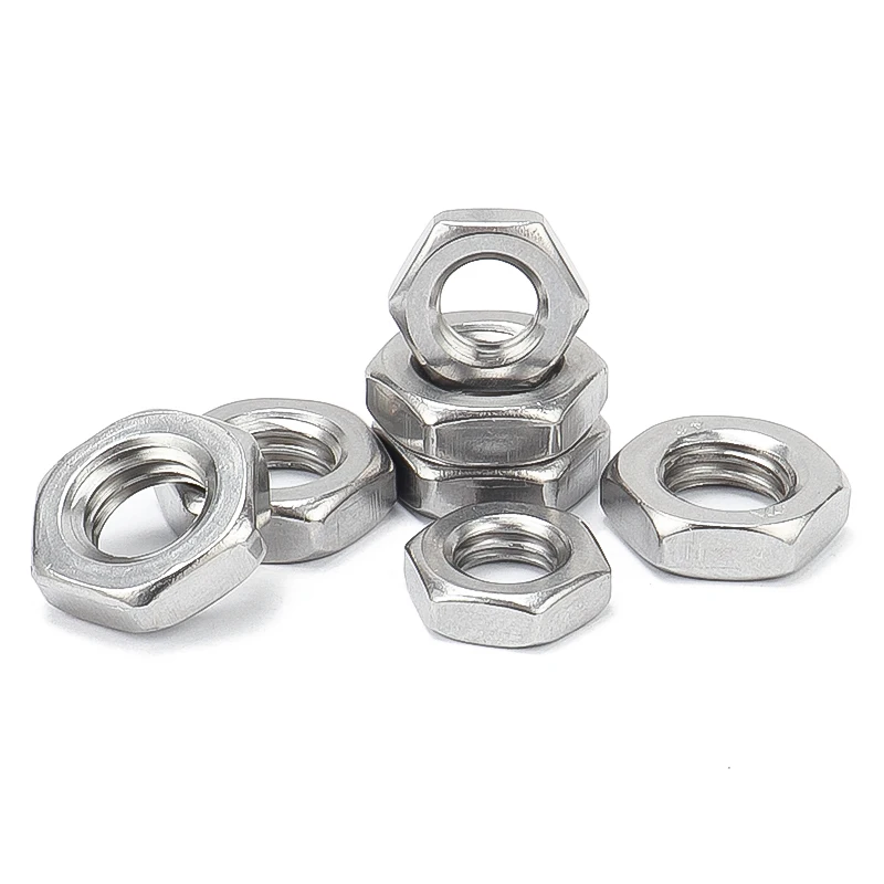 50Pcs DIN439 GB6172 M3 M4 M5 M6 M8 304 Stainless Steel Hexagonal Nut Thin Hex Nuts