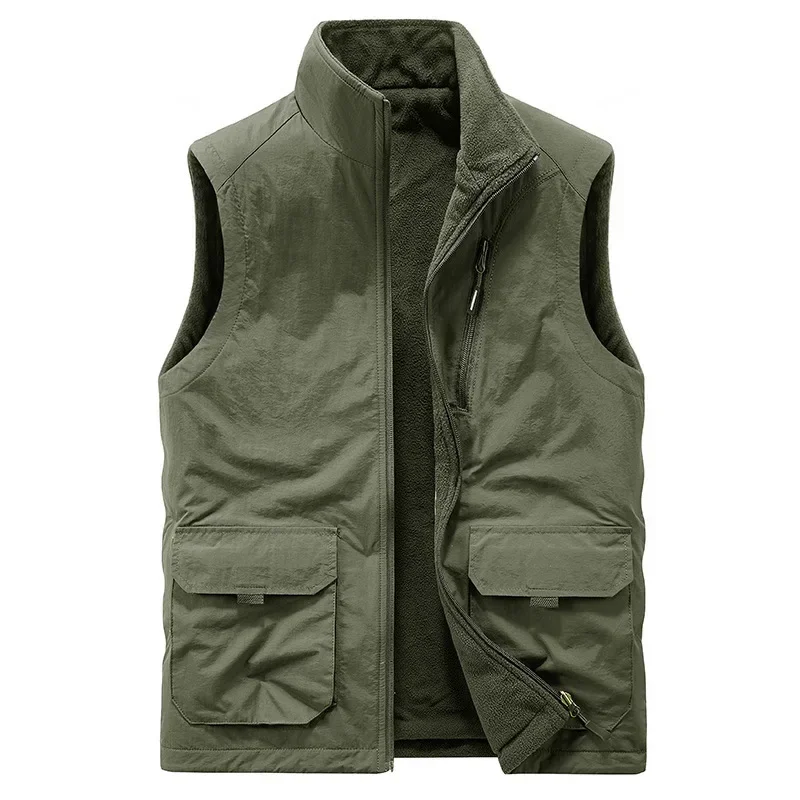 

2023 Autumn and Winter New Men's Outdoor Leisure Tourism Thickened Double Sided Vest Youth Tank Top Sweetheart