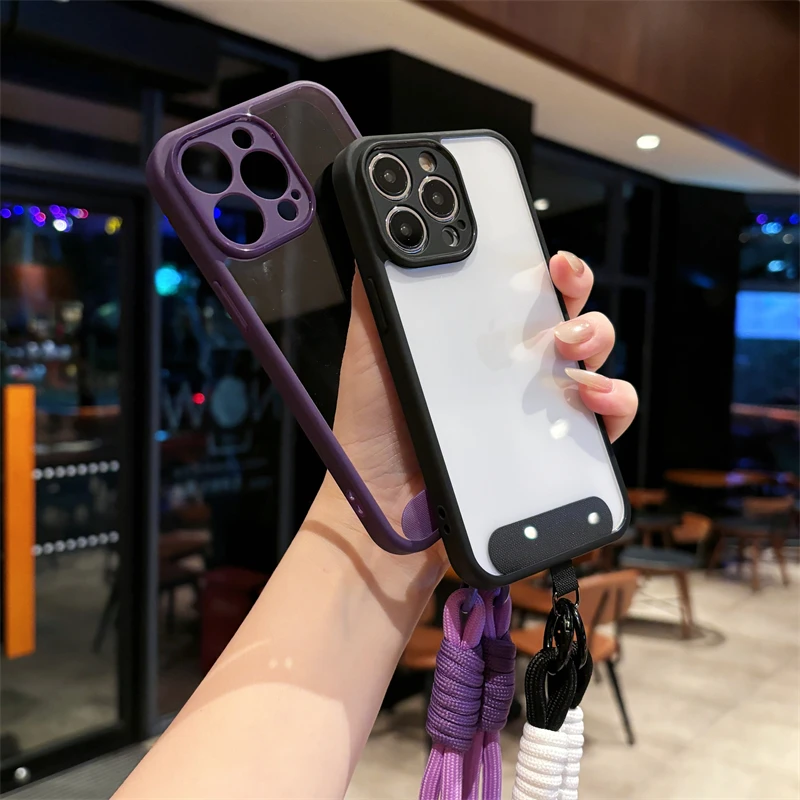 เคสสำหรับ Vivo S30Pro mini S20 S19 S18 S17 S15 S12 S10E X200 X80 Lite FE Pro แบบปรับได้ 2IN1 สายคล้องคอ อะคริลิคใส