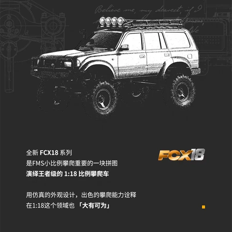 Fms Rc Crawler Remote Control Car Fcx18 1/18 Toyota Lc80 Land Cruiser Electric Off Road Model For Rock Climbing Hobbyists