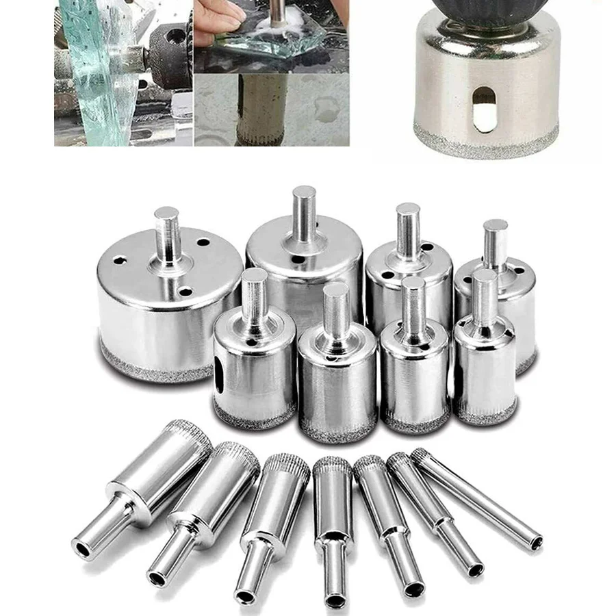 15pcs 6-50mm Diamond Coated Hss Drill Bit Set Tile Marble Glass Ceramic Hole Saw open Drilling Bits Diamond Core Bit