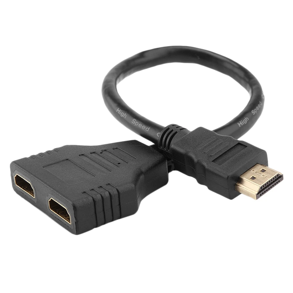 Hdmi Splitter One in Two Hdmi Male To Double Female Adapter Cable One for Two Converter Supports 480P 720P, 1080I, 1080P