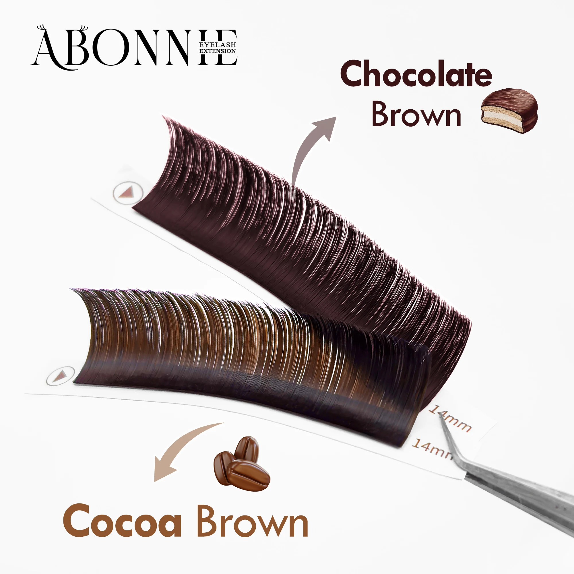 ABONNIE Brown Velvet Easy Fan Lashes C CC D Curl Mega Volume Fans Bloom Extensão de cílios