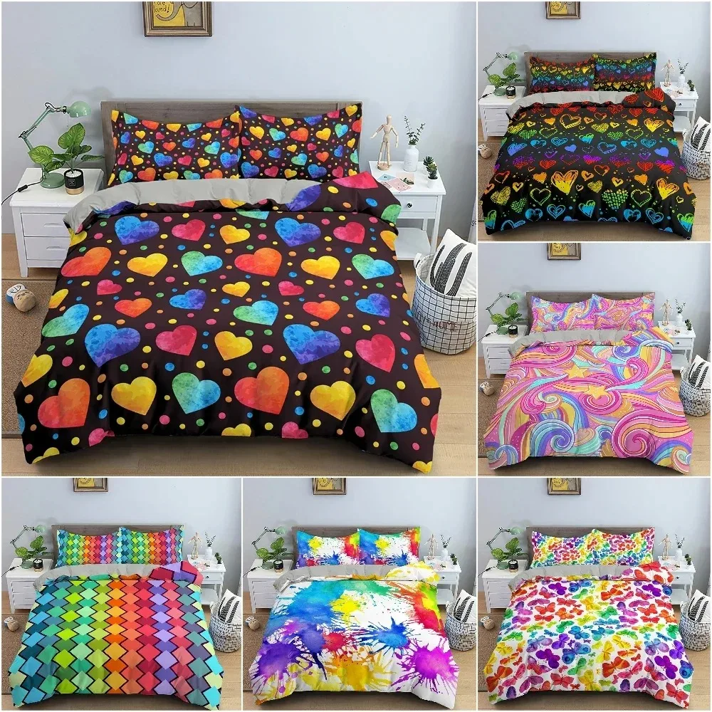 Colorful Geometric Bedding Set 3D Print Quilt  Comforter Cover For Bedroom Luxury Duvet Cover Set King Queen Twin