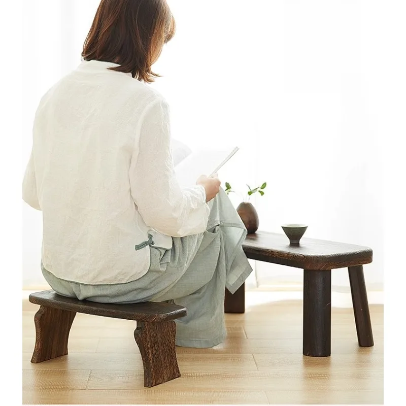 Solid Wood Meditation Stool Japanese Style Zen Bench Entryway Shoe Bench Tatami Kneeling Chair Natural Wood Sitting Stool - Image 5