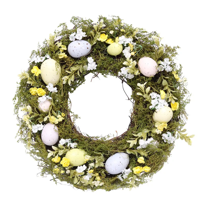 

14.57inch Easter Wreath with Pastel Eggs Door Wall Hanging Pendant for Home Artificial Wreath Easter Decorations 2023