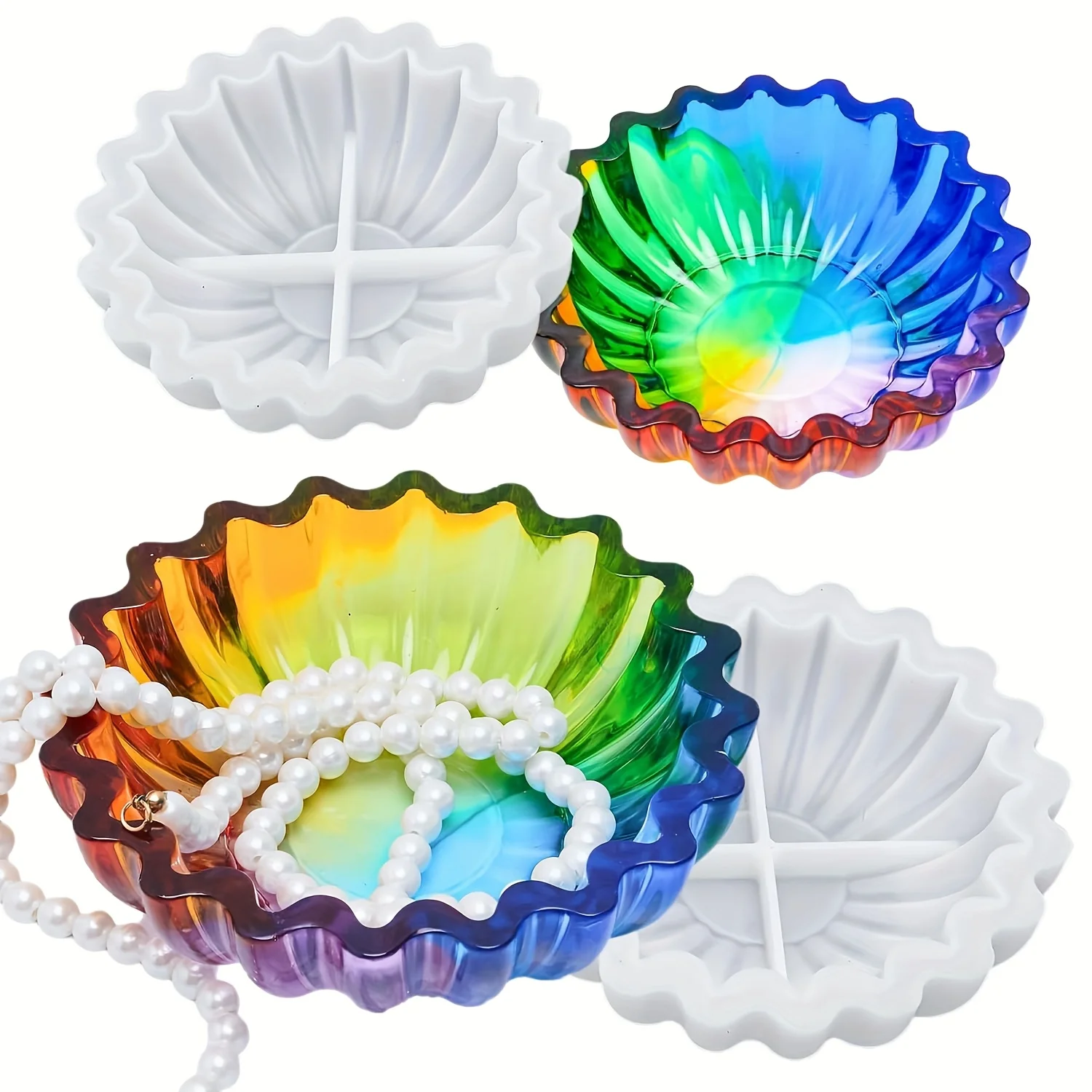 1PC-5.23-inch flower plate resin mold, candle box, jewelry plate, fruit plate, cosmetic storage box, home decoration