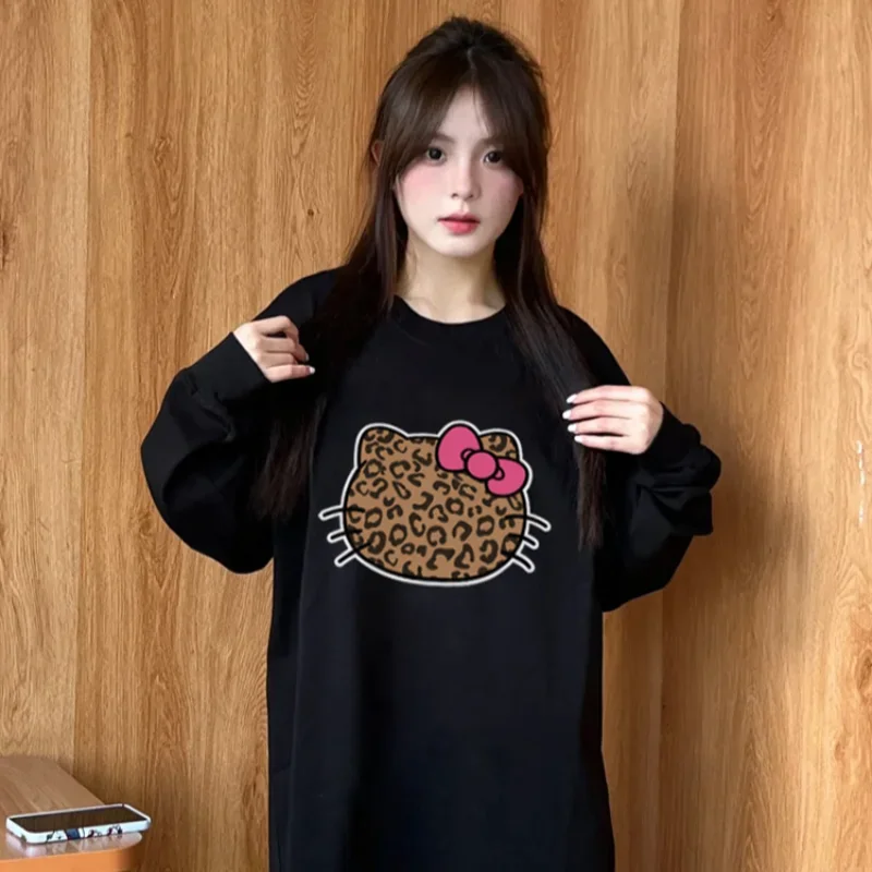 Cartoon Hello Kitty T-shirt women's autumn new top long-sleeved casual couple pure cotton bottoming shirt Sanrio women's T-shirt