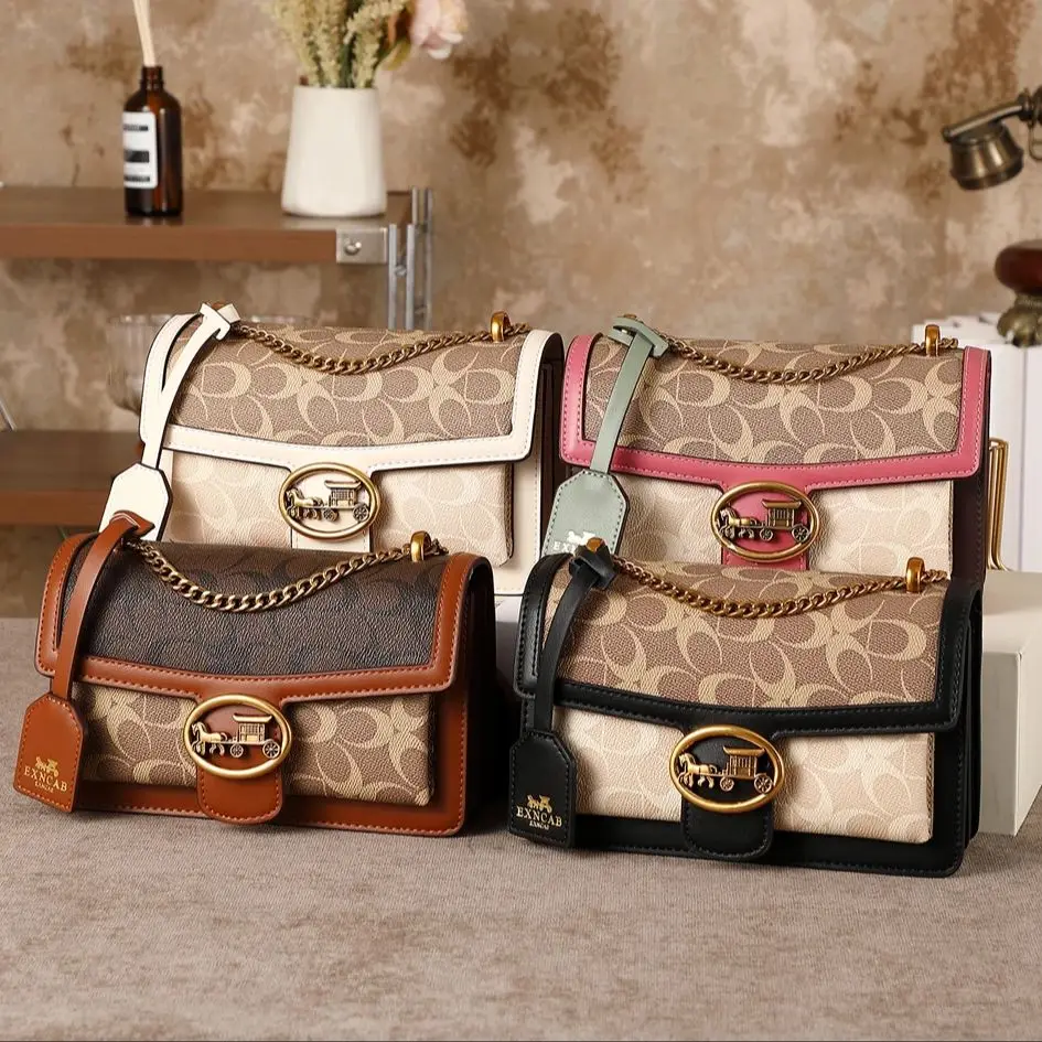 Light Luxury Women's Bag 2025 New High-End Color Contrast Single Shoulder Underarm Bag Designer Fashionable Crossbody Small Squa