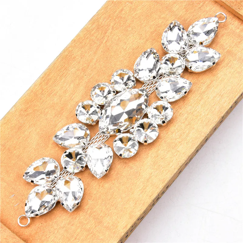 Rhinestone Brooch Clear Crystal Glass Diamond Buckle Shoes Bikini Connection Flat-Back Metal Chain Diy Clothing Dress Decorative