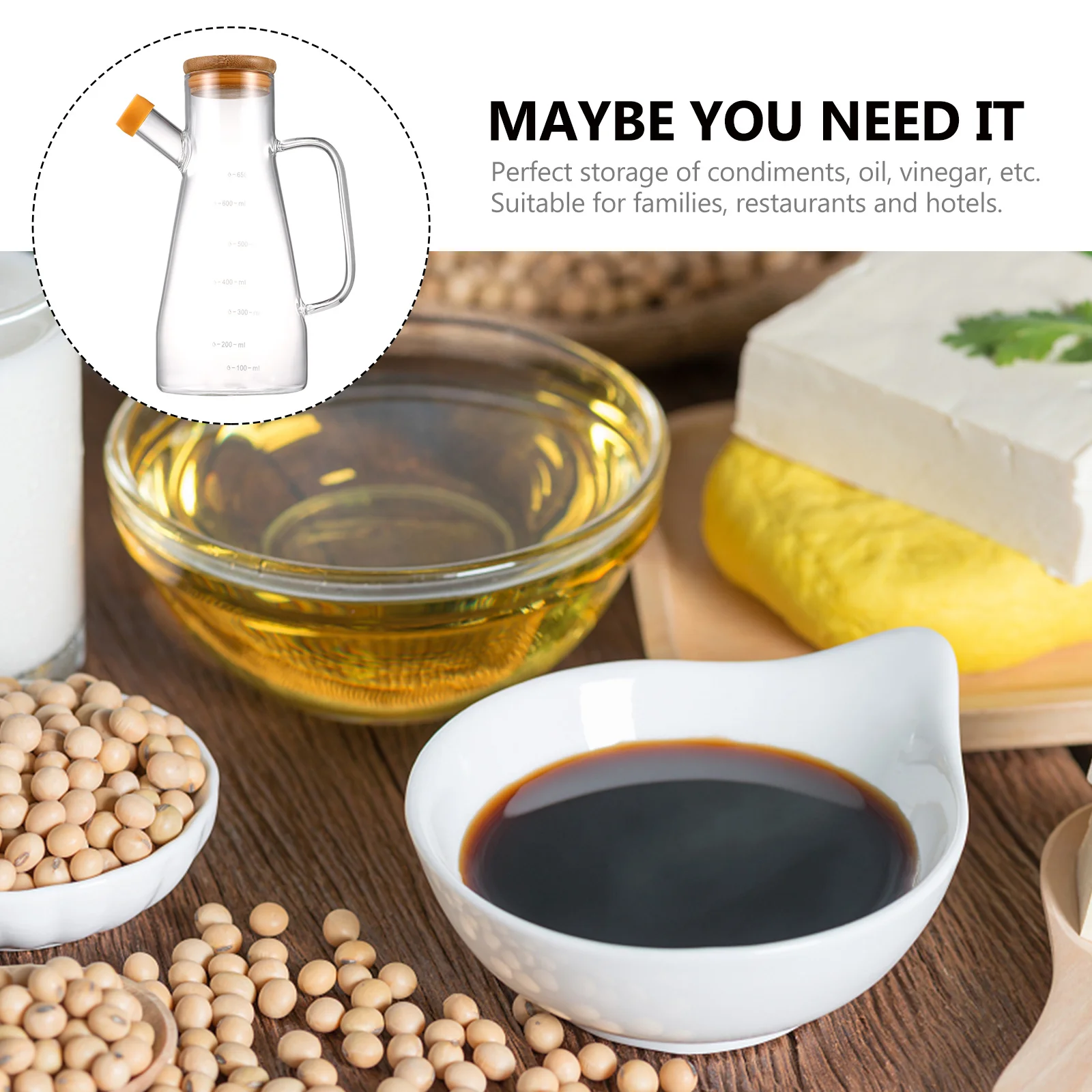 650 مللي موزع زيت زجاجي مانع للتسرب زجاجة تخزين المطبخ مقاومة للحرارة سهلة التنظيف زجاجة زيت متعددة الاستخدامات #2
