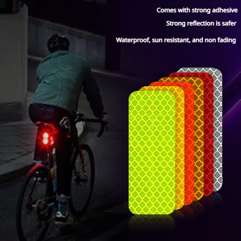 10Pcs  Universal Safety Warning Reflective Stickers for Car Reflect All Light Sources Motorcycle Helmet Stickers Car Parts