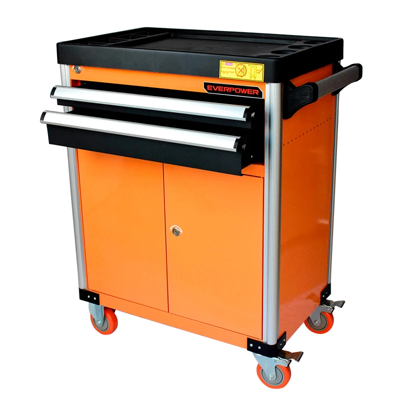 Two-Drawer Mobile Multi-Function Auto Repair Tool Cart with Wheels 775x450x950 Dimensions Garage Storage