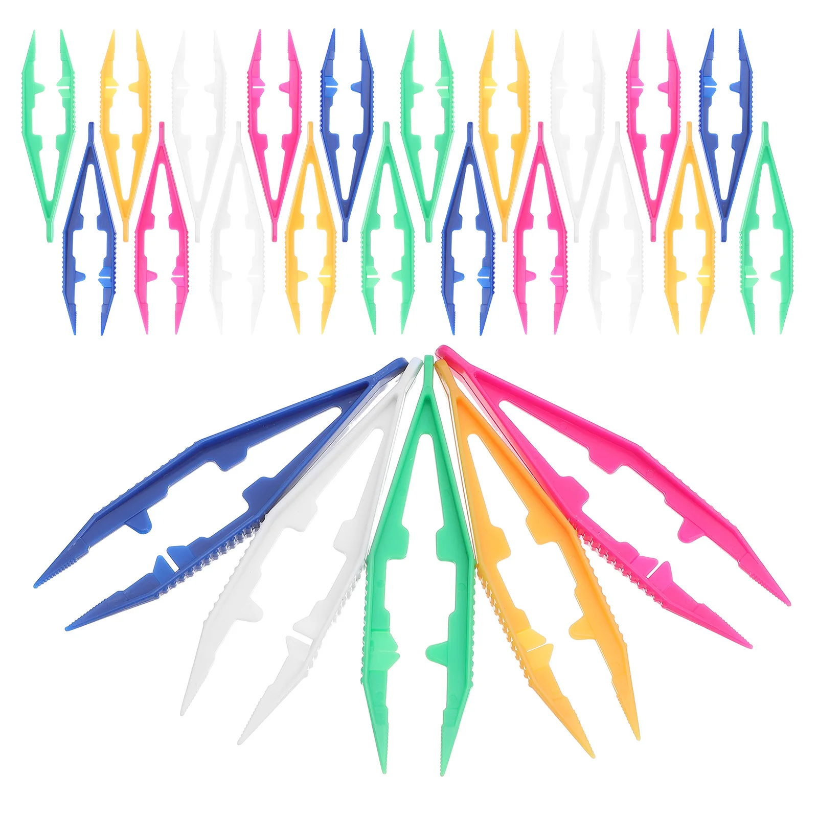 50 Uds pinzas de plástico para niños pinzas de cuentas punta plana pequeñas 4 pulgadas Mini herramientas de artesanía manipulación de cuentas pinzas de cuentas DIY