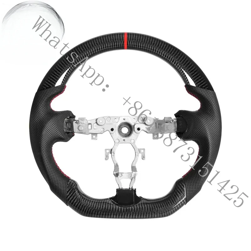 ForCarbon Fiber Steering Wheel 370z 2008-2020, D-shaped Flat-bottom with NAPPA Perforated Leather,3K Carbon Fiber