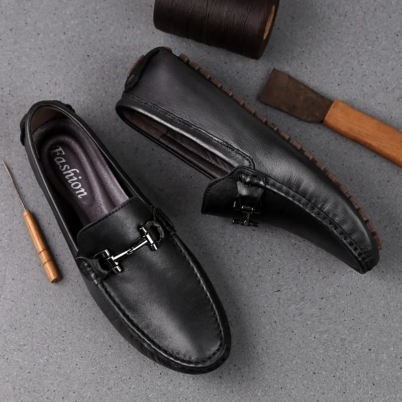 Man Shoes Leather Genuine Summer Mens Moccasin Shoes Fashion Leather Loafer Shoes Men Luxury Big size 38-47 Male Casual Footwear