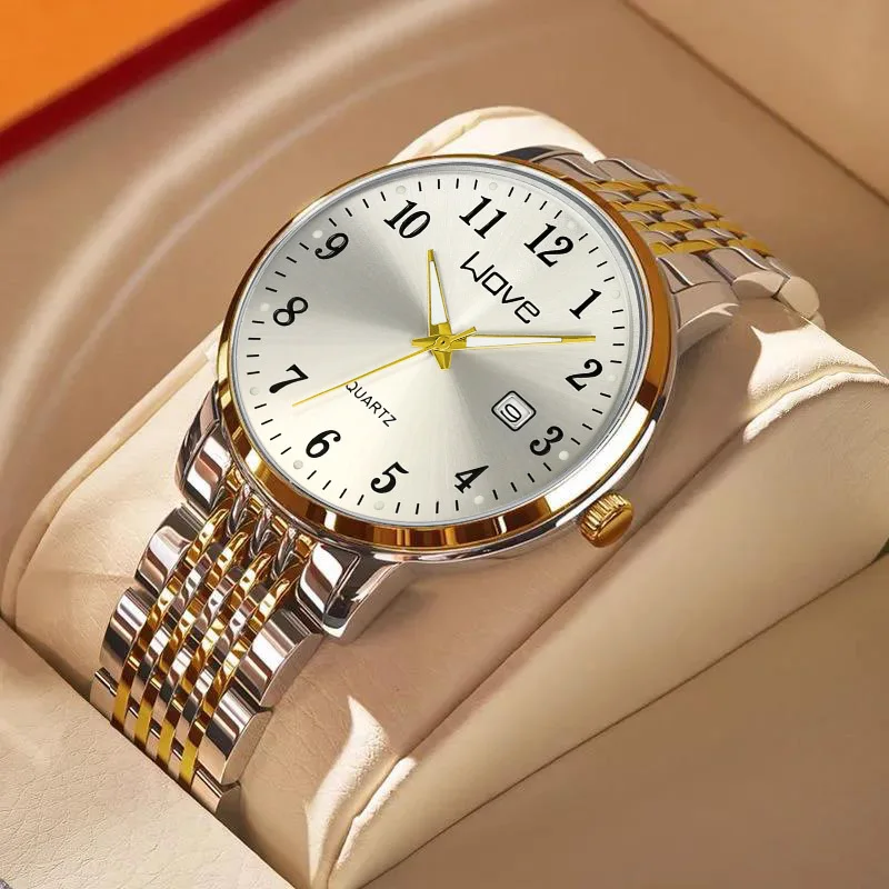 Men's Watch Light Luxury Simple Digital Korean Edition Trendy Steel Belt Waterproof Male Fashion Quartz Clock Watches