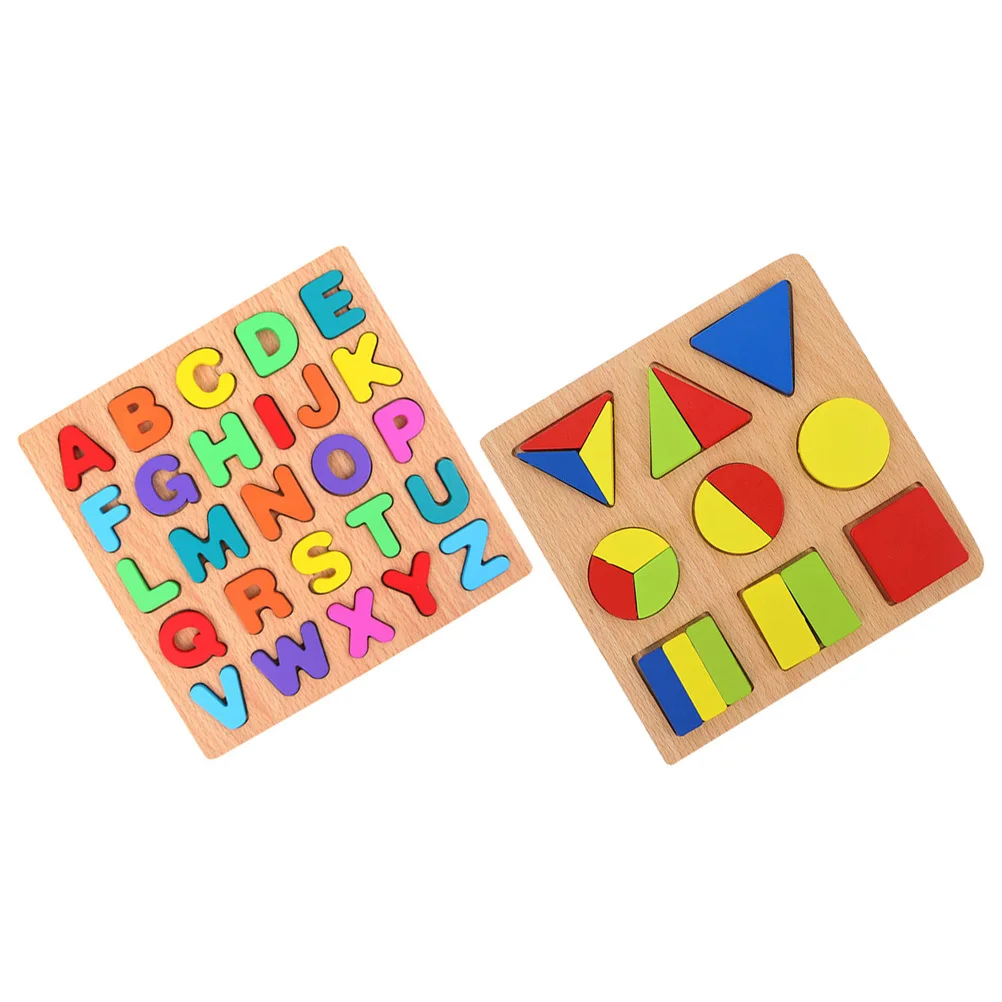2 set di lettere, numeri, puzzle, forme geometriche, smistamento, apprendimento educativo, blocchi coordinati a forma di legno per bambini