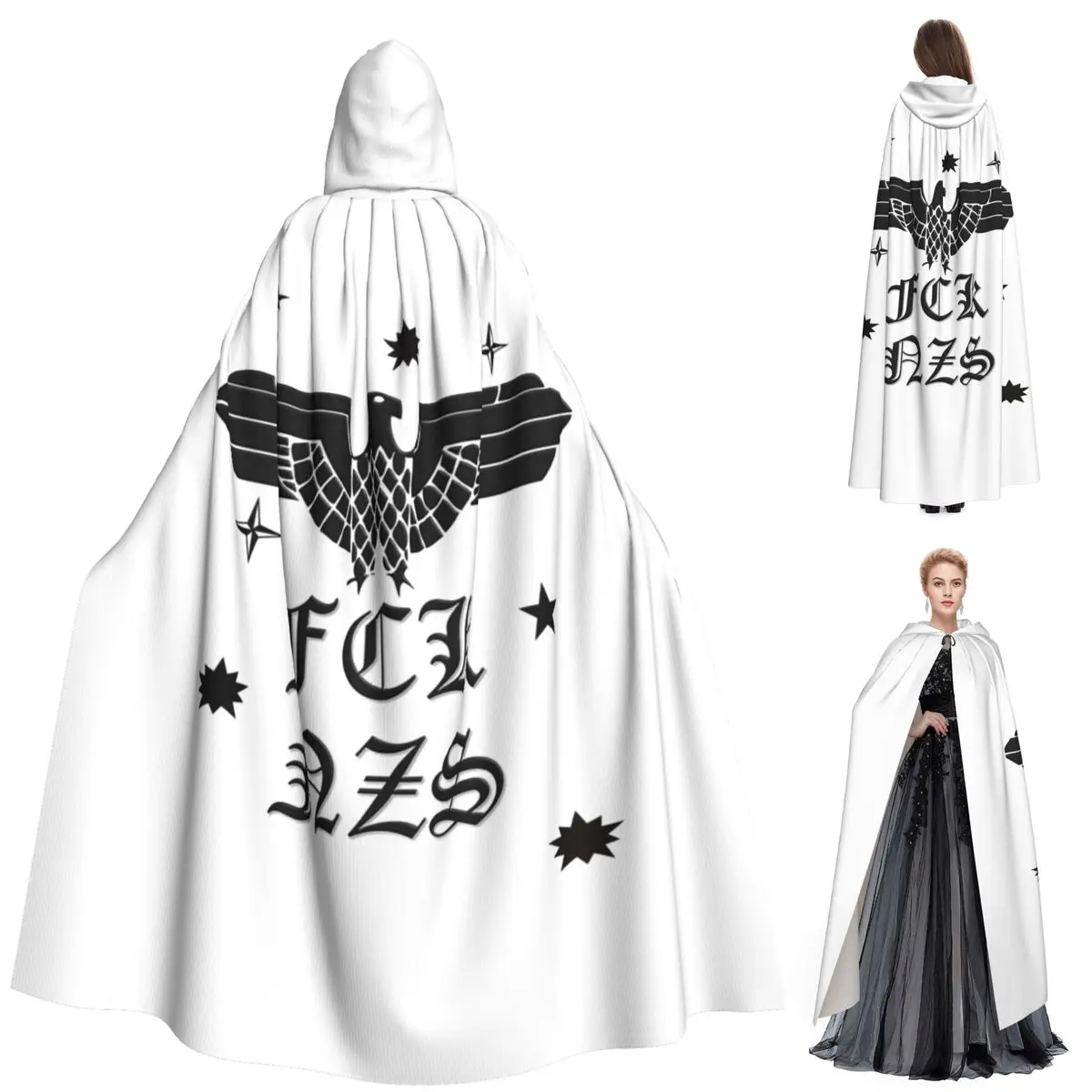 Fck Nzs Capa larga con capucha Disfraz medieval de bruja Capa de cosplay Abrigo de Halloween Adulto Unisex