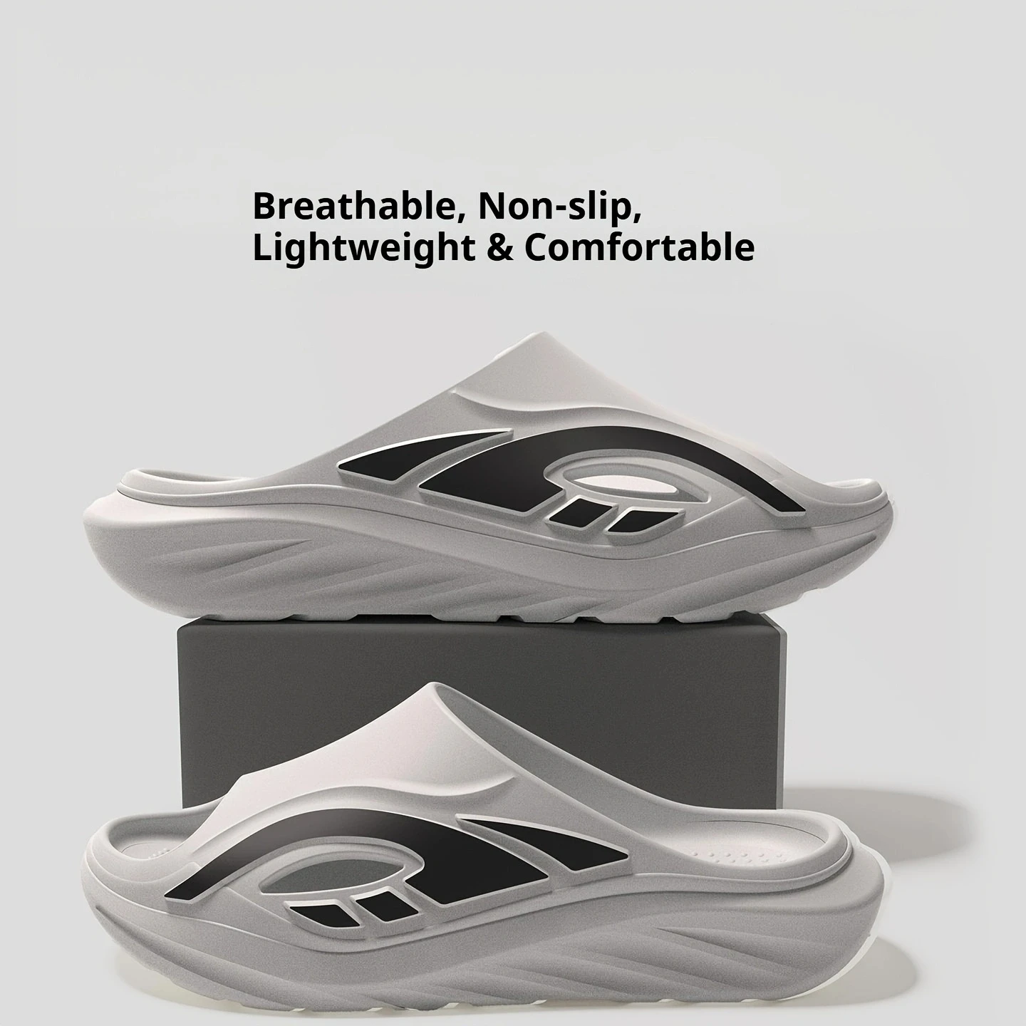 Men Sport EVA Slide Sandals Thick Platform Non‑Slip Breathable Open Toe Lightweight Slippers For Outdoor Street Beach