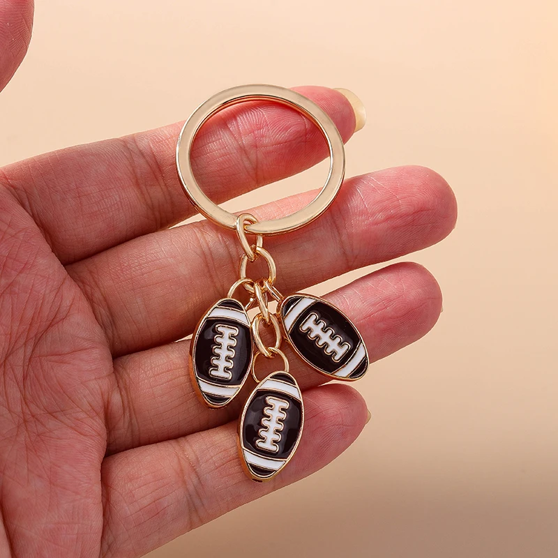 Aihua Nette Emaille American Football Sport Schlüsselbund Rugby Ball Helm Anhänger Schlüssel Ring Für Frauen Männer Tasche Zubehör DIY Schmuck – Detail 10
