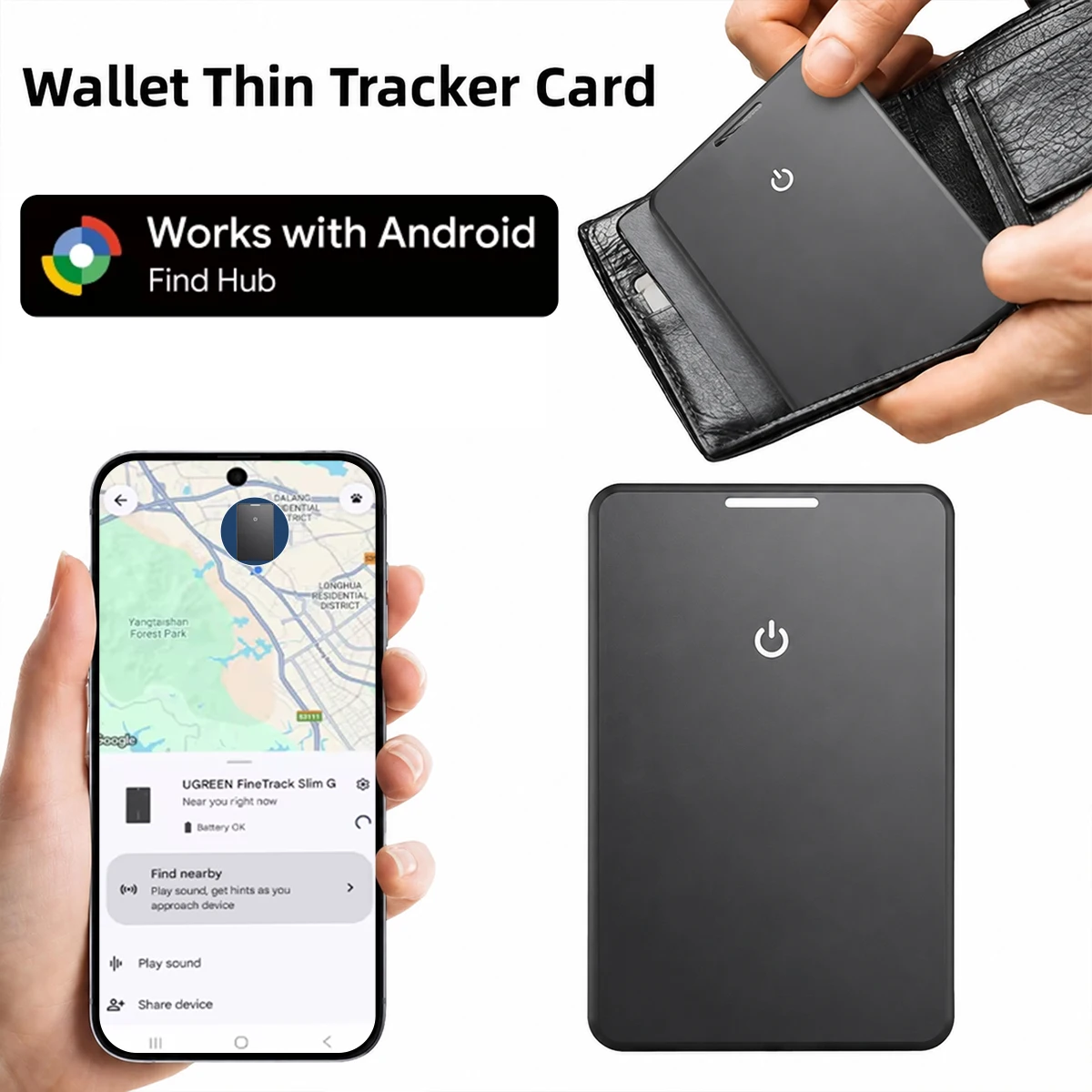 Ultra Thin Google Find Hub Tracker Card, Wireless Smart Anti-Loss Locator for Android, Disposable, Find Keys Wallet Luggage Bags