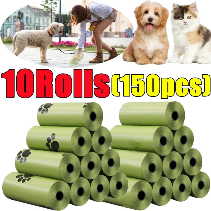 Novo saco de cocô de cachorro de 10-1 rolo biodegradável saco de lixo para animais de estimação sacos de cocô de cachorro dispensador de saco de cocô de cachorro suprimentos de limpeza de cães produtos para cães