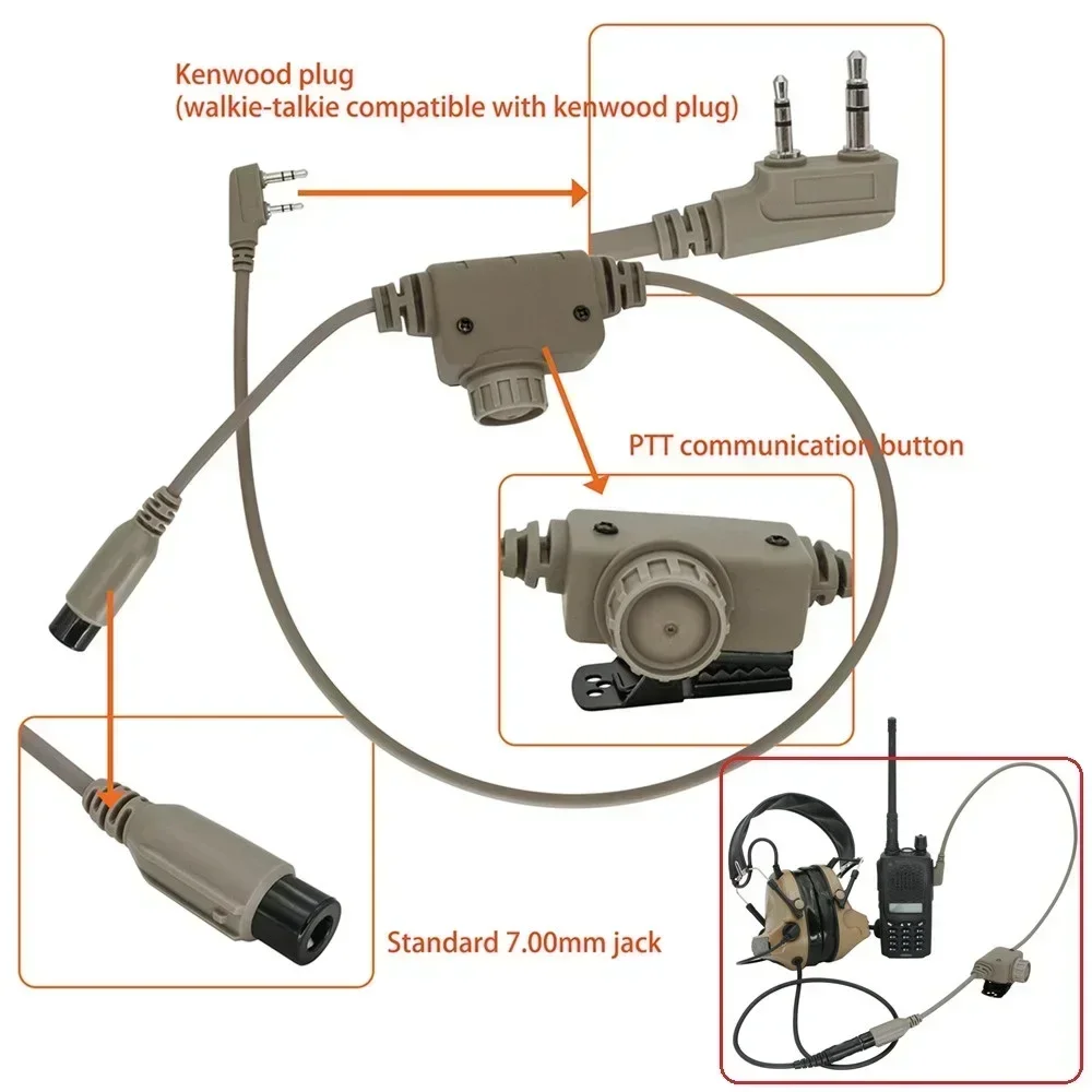 

Tactical Headse Comta II U94 Ptt RACPtt Kenwood Plug for Baofen UV5R UV82 for PELTOR Airsoft Shooting Headphones Gel Earmuff