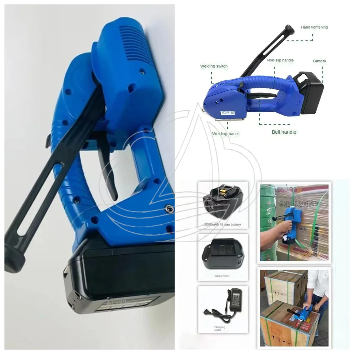 13-16mm PP PET Belt Strapping Machine, Semi-Automatic Rechargeable Portable Electric Baling Banding Tool