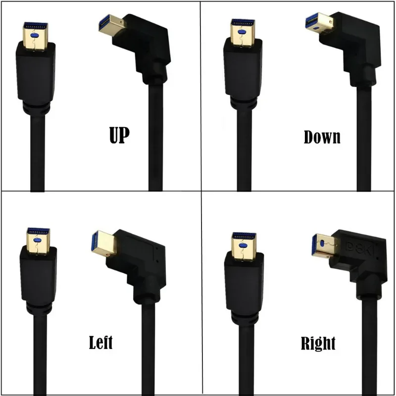 1FT 8K 1.4V Mini DisplayPort Male To Male 90 Degree Up & Down & Left & Right Angled Mini Display Port DP Extension Cable 0.3M