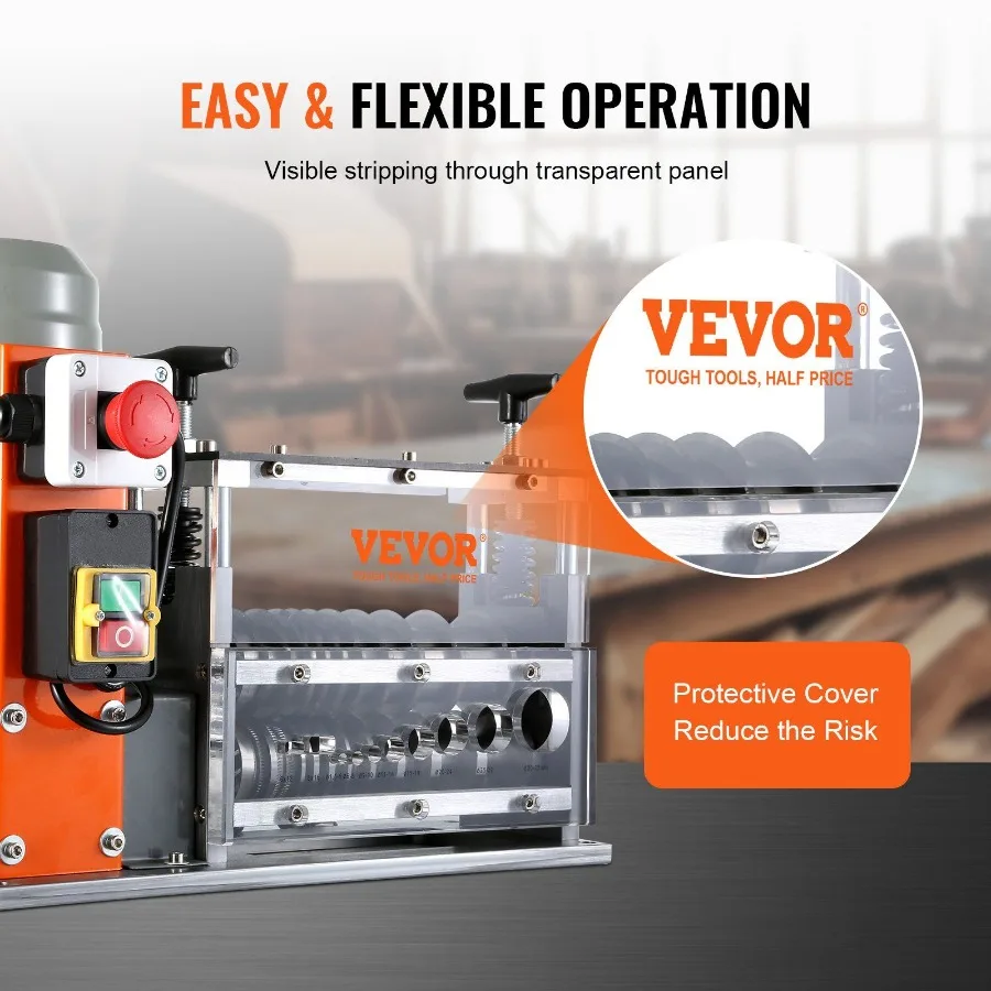 ماكينة تجريد الأسلاك الأوتوماتيكية 0.06 بوصة 1.26 بوصة ماكينة تجريد الكابلات الكهربائية بمحرك 750 وات 98 قدم دقيقة مقشرة الأسلاك مع شريط مرئي #3