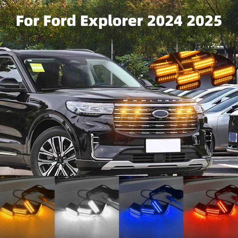 Luz de rejilla delantera de 18 LED para Ford Explorer ‌   2024 2025 Lámpara de cejas de rueda de luz de circulación diurna de coche para camioneta todoterreno 12V