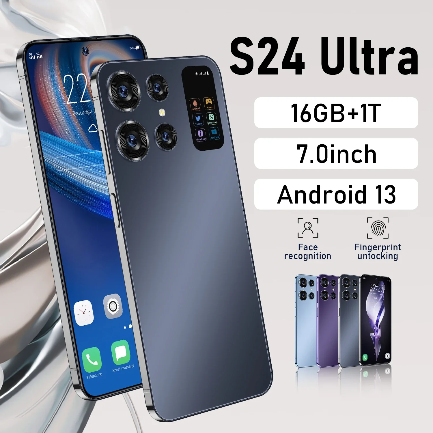 

S24 Ultra Global Version Smartphone Snapdragon8 gen2 16G+1TB 7000mAh 48+72MP 4G/5G Network Cellphone Android Mobile Phone