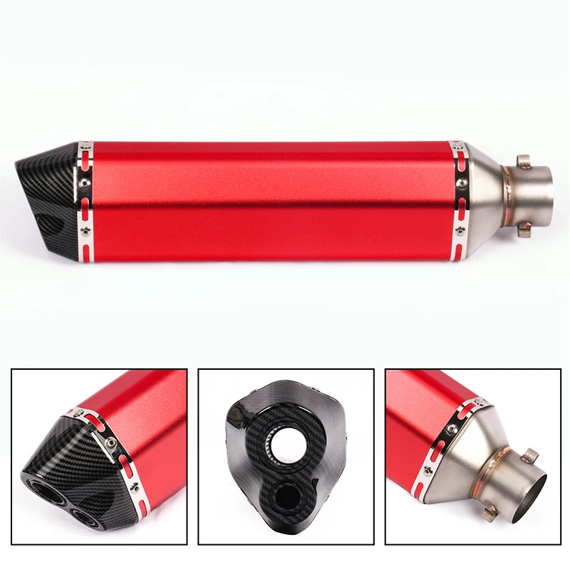 470MM Universal Motorcycle Exhaust Muffler Pipe No DB Killer Moto Escape Echappement Double Holes Tube For MT07 R1 ZX6R KTM390