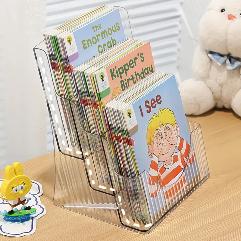 

Desktop Bookshelf Kids Picture Book Storage Accessories Small Magazine Rack Acrylic Transparent Tree Estante Home Furniture