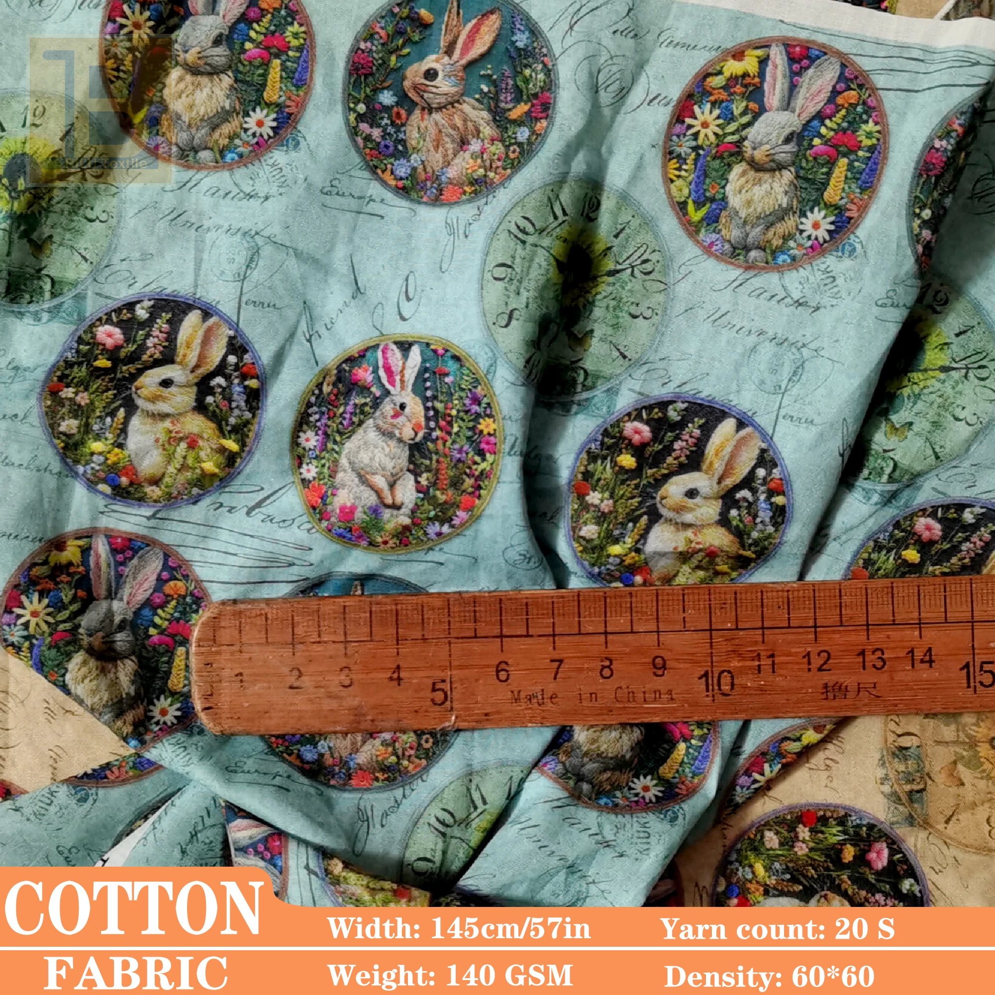 

100*145cm Cotton Fabric，20s Cotton Print for DIY Quilting, Home Decoration Dress & clothing Sewing Designer Cloth (by meter)