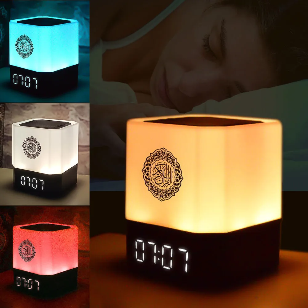 Small ornament Bluetooth Speaker Wireless Remote LED Night Light Smart APP Control Digital AZAN Clock with Quran Recitation